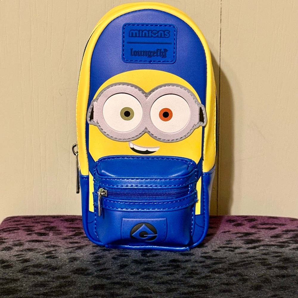 Loungefly Blue & Yellow Minion Face pencil bag